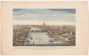 Vista de la ciudad de Londres Una vista general de la ciudad de Londres, junto al río Támesis (título sobre el objeto) Londres (título de la serie) de Robert Sayer
