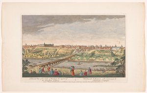 Gezicht op de stad Madrid Una vista general de la ciudad de Madrid, la capital del reino de España (título sobre el objeto) Madrid en Lissabon (título de la serie) de Robert Sayer
