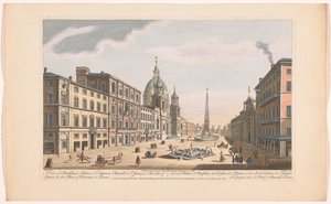 Gezicht en el Palazzo Pamphili en la Piazza Navona en Roma Una vista del Palacio de Panfilius, la Iglesia de San Agnus y la Iglesia de Santiago de España en la Plaza de Navona en Roma (título sobre el objeto) Roma (título de la serie) de Robert Sayer