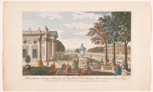 Gezicht op het Schloss Pillnitz Una vista de Bilniz en Sajonia, uno de los palacios del rey de Polonia (título sobre el objeto) Saksen (título de la serie) de Robert Sayer
