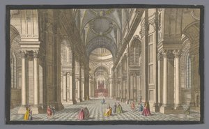 Vista del interior de la Catedral de San Pablo en Londres Una vista interior de St. Pauls en Londres (título sobre objeto) Londres (título de la serie) de Robert Sayer
