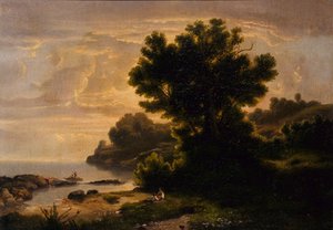 Paisaje con familia junto al lago, 1858 de Robert Seldon Duncanson