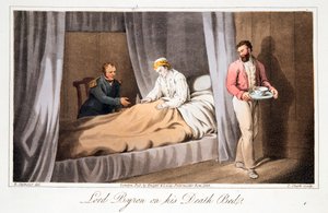 Lord Byron en su lecho de muerte, pub. 1825 de Robert Seymour