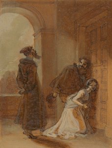 Feste, como Sir Topas, dirigiéndose a Malvolio de Robert Smirke