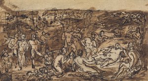 Figura Estudios de un grupo de personas en un claro arbolado de Robert Smirke
