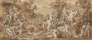 Figura Estudio de una celebración bacanal en un paisaje boscoso de Robert Smirke
