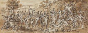 Figura Estudio de una celebración bacanal en un paisaje boscoso de Robert Smirke