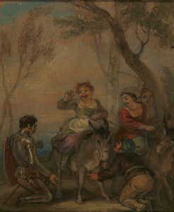Ilustración para Don Quijote (con figuras sobre un burro) de Robert Smirke