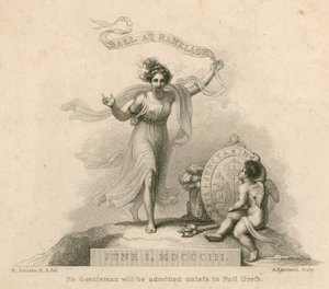 Invitación a un baile en los Jardines de Ranelagh, Millbank, Londres, 1 de junio de 1803
