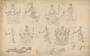 Estudios de figuras y sellos de la historia genealógica de Sandfords de Robert Smirke