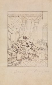 Estudio de una mujer durmiendo en su habitación y un hombre de pie sobre su cama de Robert Smirke