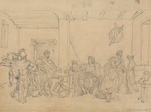 Estudio de una escena interior, con soldados romanos