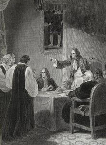 Los obispos ante el Consejo Privado, grabado por George Noble, ilustración de 