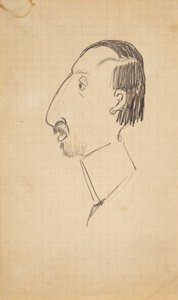 Caricatura de Karl Isakson, perfil hacia la izquierda
