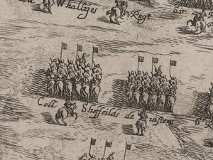 Descripción de los ejércitos de caballería e infantería de Su Majestad y Sir Thomas Fairfax; el catorce de junio de 1645 de Robert Streater or Streeter