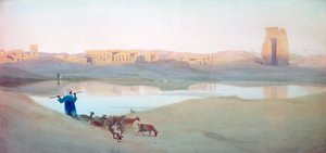 Lago Sagrado, Karnak, Egipto, c1900 de Robert Talbot Kelly