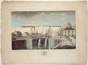 Vista este del puente y del nuevo muelle de Kingston upon Hull de Robert Thew