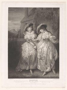Sra. Ford y Sra. Page con la carta de amor de John Falstaff Shakespeare, las alegres comadres de Windsor (título sobre el objeto) Impresiones de pinturas de la Galería Shakespeare de Boydell (título de la serie) Galería Shakespeare (título de la serie sobr de Robert Thew