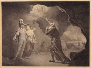 Próspero, Fernando y Miranda. De "La Tempestad" de William Shakespeare, acto 4, escena 1
