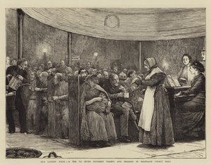 Nuestros pobres de Londres, un té para setecientos vagabundos y mendigos en el salón de Moorgate Street