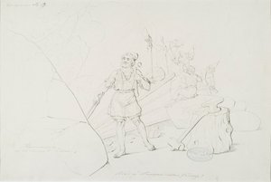Ilmarinen takoo sampoa ; Originaalipiirustus piirrossarjaan "Kalewala, poema nacional finlandés, presentado en dibujos R.W.Ekman"