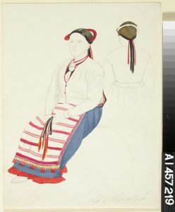 Campesina sentada de St Andre y una vista posterior de la misma mujer de Robert Wilhelm Ekman