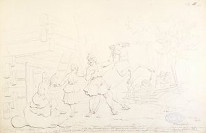 Lemminkäinen y Hiiden Hirvi ; Dibujo original para la serie "Kalewala, Finsk National-dikt, framställd i teckningar af R.W.Ekman"