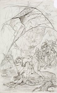Madre del lemming en Tuonela, boceto para una serie de dibujos animados sobre el Kalevala