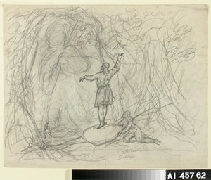El hombre del mar, boceto para una serie de dibujos animados sobre el Kalevala de Robert Wilhelm Ekman