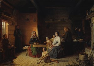 Tocando el Kantele en una Cabaña Campesina, 1868
