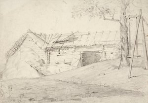 Un manojo de paja y un árbol de hoja caduca con una estaca de Robert Wilhelm Ekman