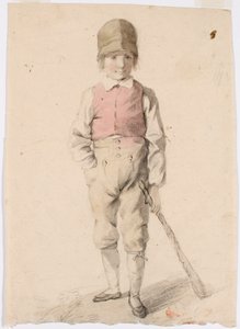 Niño de pie con un carro en la mano izquierda de Robert Wilhelm Ekman