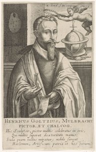 Retrato de Hendrik Goltzius, c.1610 (grabado) de Robert Willemsz de Baudous