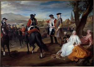 Revisión de los mosqueteros negros en la llanura de los Sablons Pintura de Robert Paul Ponce dit Robert de Seri (1686-1733) 1729 Sol. 1,06x1,47 m de Robert de Sery