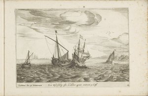 Wijdschip de lichter Een Wyt-schip ofte Lichter groot about 30 Last / Lichter de 30 Tonneaux (título sobre el objeto) Diversos barcos no se dan en las provincias unidas de Robert de Baudous (possibly)