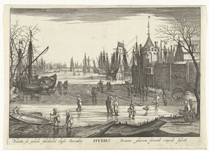 Invierno Hyems (título sobre el objeto) Las cuatro estaciones en paisajes marinos (título de la serie) de Robert de Baudous