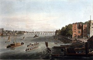 Vista del Puente de Westminster y el Palacio de Lambeth, pub. 1820 por Colnaghi & Co. (grabado)