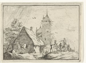 Jinetes en una torre Paisajes con campamentos (título de serie) de Robert van den Hoecke
