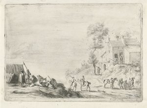 Soldados en un camino de Robert van den Hoecke