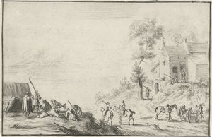 Soldados en un camino de Robert van den Hoecke