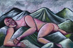 Mountain Nuve, c. 2022 (óleo sobre lienzo) de Roberto Munguia