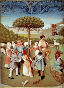 Danza campestre La anunciación a los pastores. Miniatura tomada del 