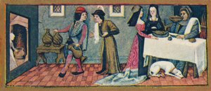 Enero - cena de Año Nuevo, siglo XV, 1939 de Robinet Testard