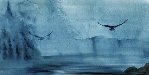 Aves en la bruma azul de RodMacIver