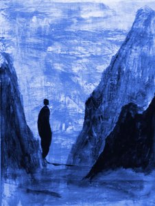 Figura solitaria en las Montañas Azules