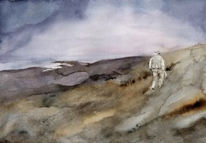 Un hombre caminando cuesta arriba