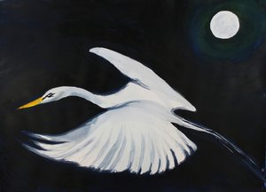 Garza blanca a la luz de la luna