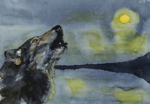 Un lobo aullando a la luna de RodMacIver