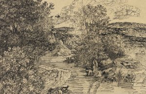 Bañistas en un arroyo de Rodolphe Bresdin