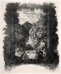 Primer frontispicio para Fábulas y cuentos de hadas de Thierry-Faletans de Rodolphe Bresdin